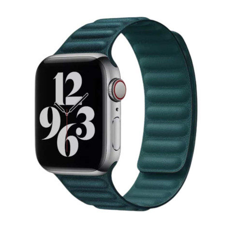 Кожаный ремешок на Apple Watch 42/44/45mm Leather Link Forest green